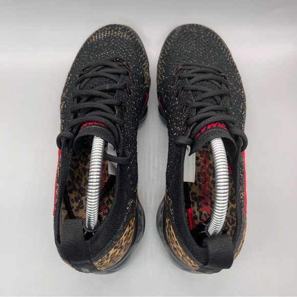 Nike Vapormax Flyknit 2 Cheetah Women’s Size 6.5 Black Red Lace Up Sneakers Shoe - Picture 6 of 11
